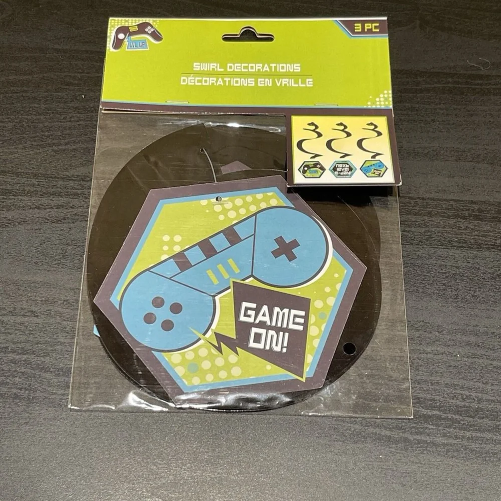 GAME ON Controller Themed Birthday Party 3 Piece Swirls Per Package Lot Of 2 NEW